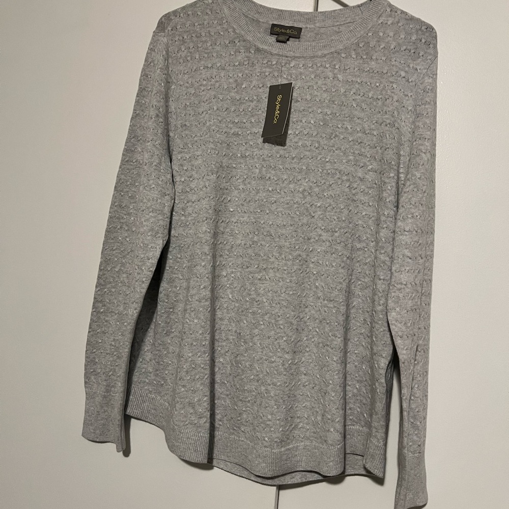 Style & Co. Light Gray Knit Sweater